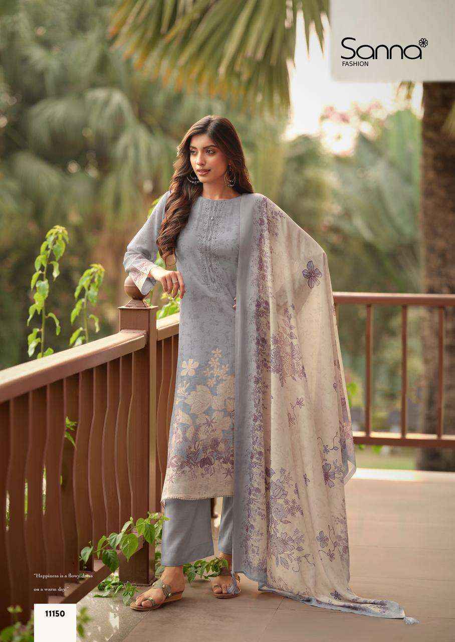 Sanna Fashion Safira Linen Cotton Dress Material 6 pcs Catalogue