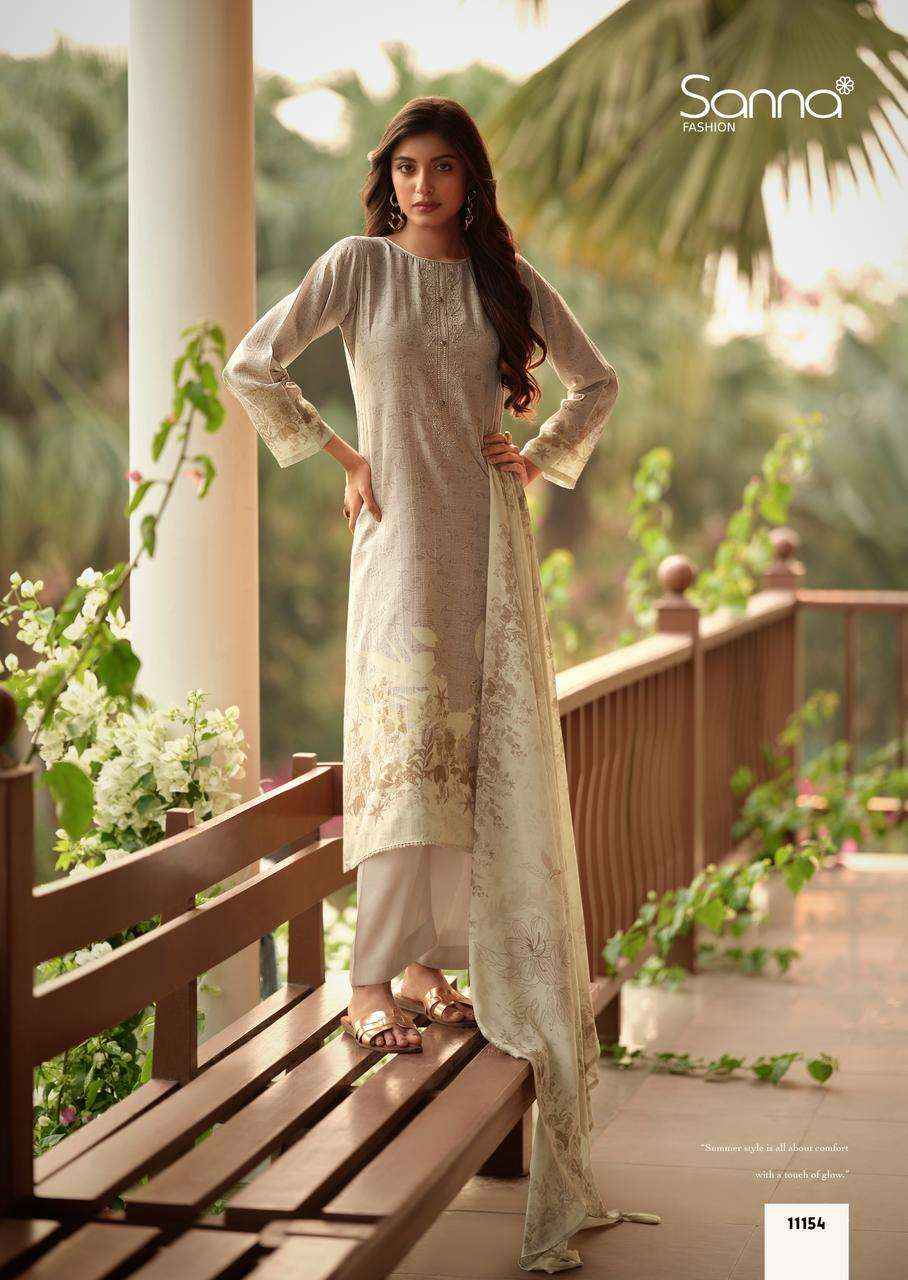 Sanna Fashion Safira Linen Cotton Dress Material 6 pcs Catalogue