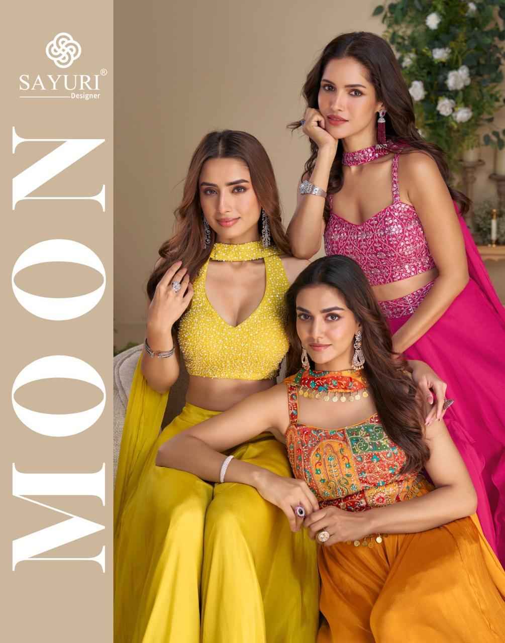 Sayuri Designer Moon Readymade Chinnon Silk Dress 5 pcs Catalogue