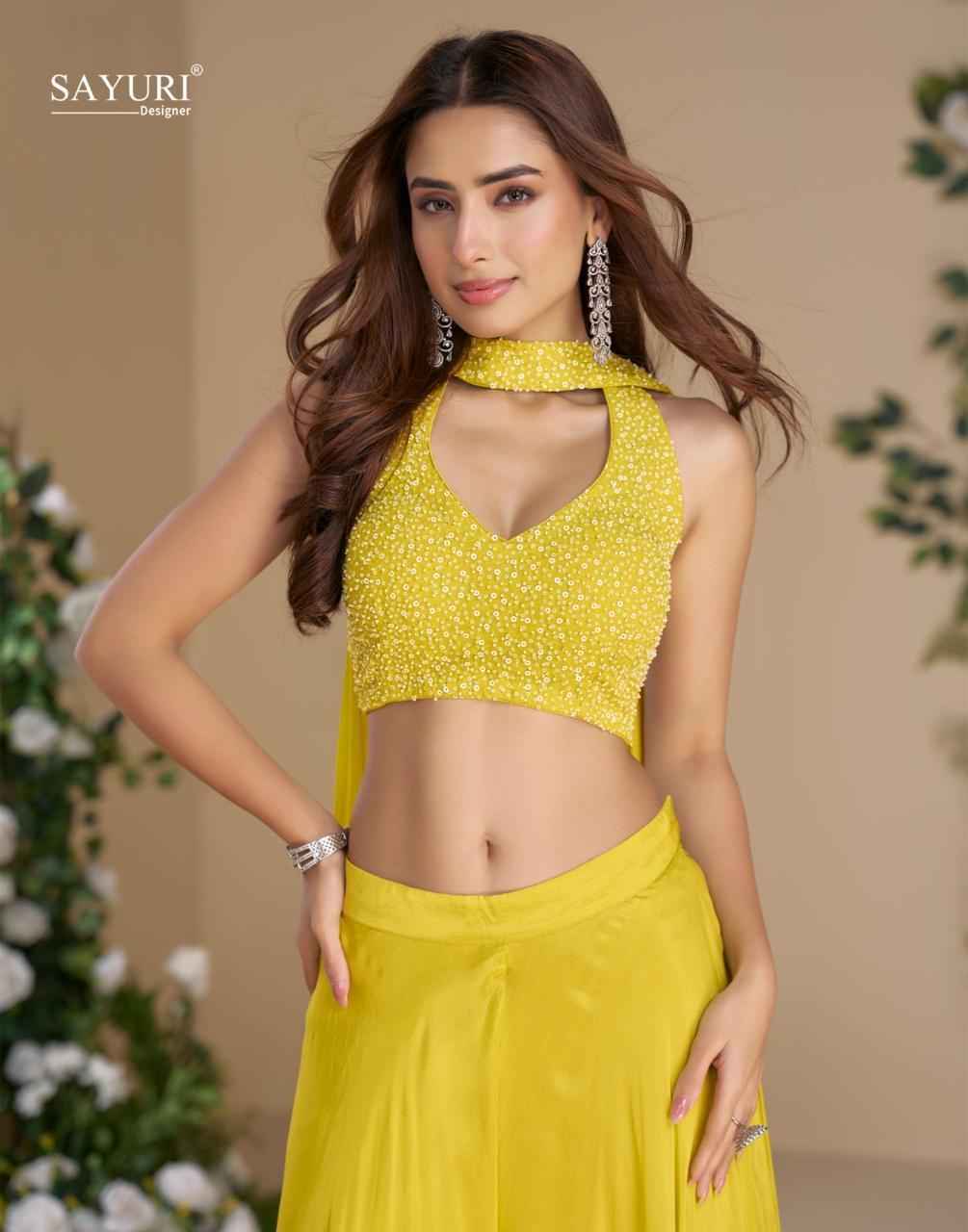 Sayuri Designer Moon Readymade Chinnon Silk Dress 5 pcs Catalogue