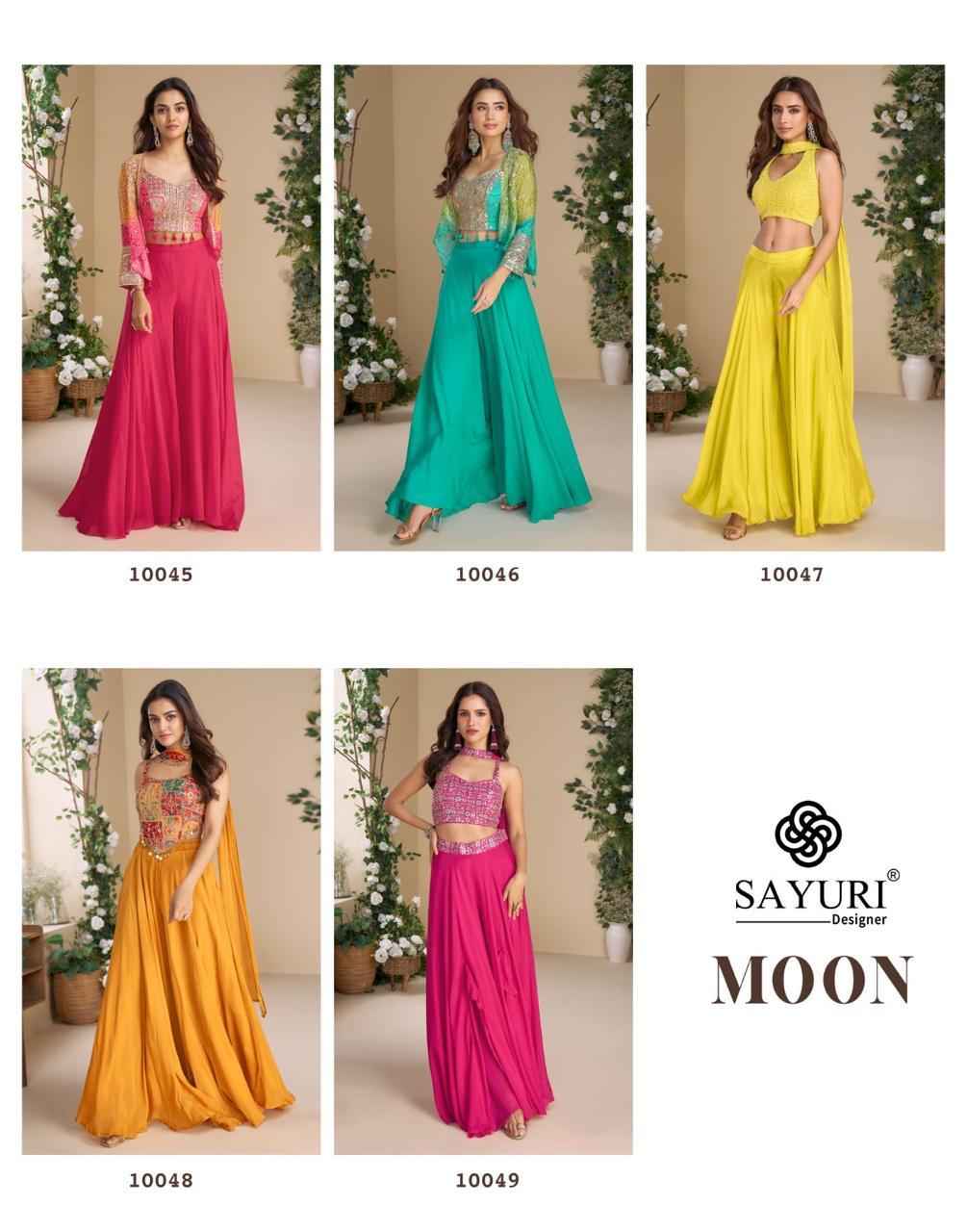 Sayuri Designer Moon Readymade Chinnon Silk Dress 5 pcs Catalogue