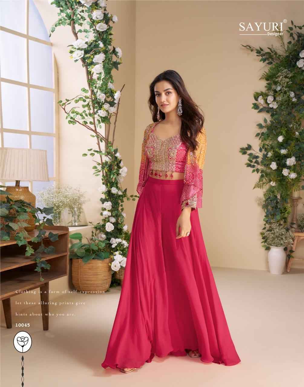 Sayuri Designer Moon Readymade Chinnon Silk Dress 5 pcs Catalogue