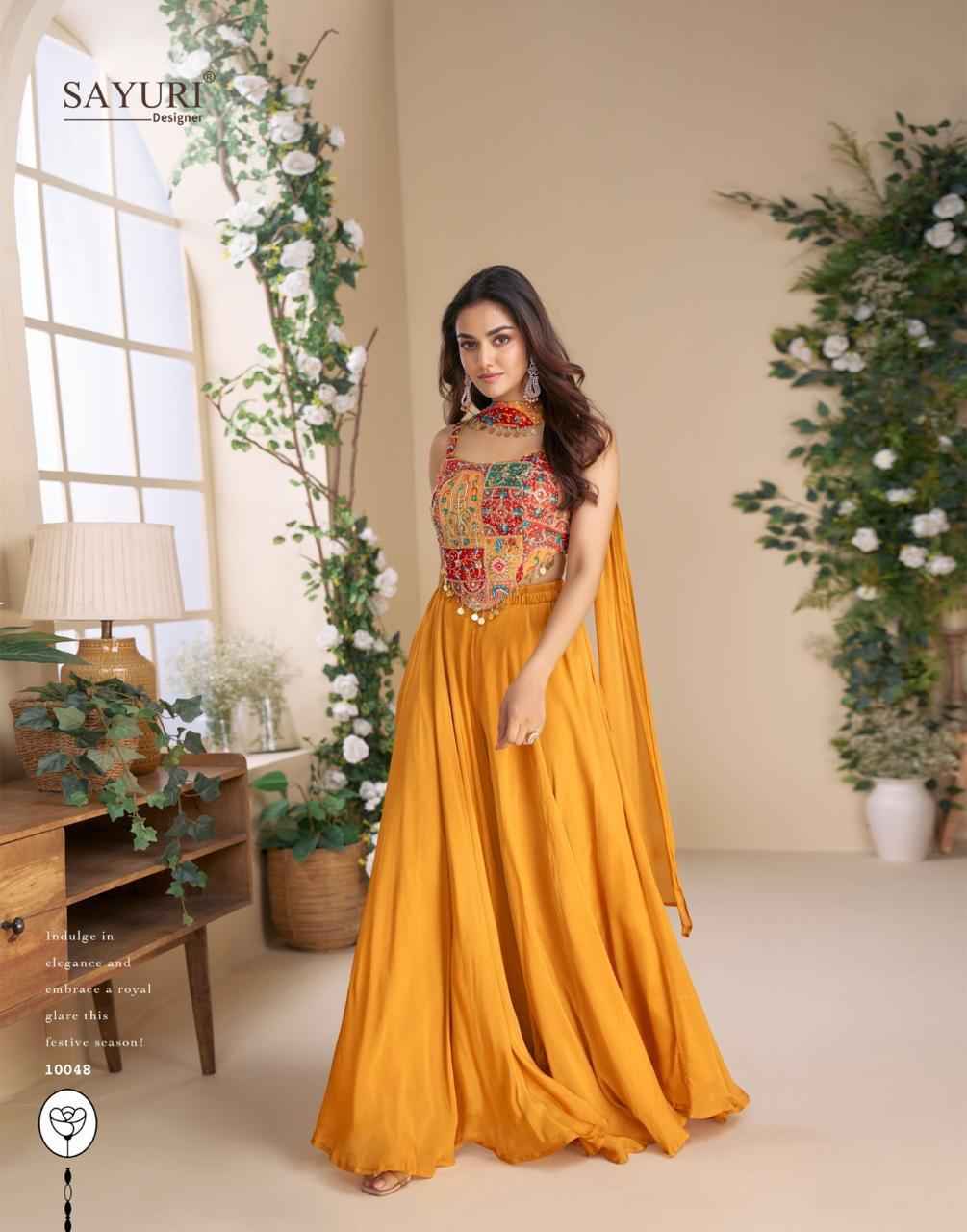 Sayuri Designer Moon Readymade Chinnon Silk Dress 5 pcs Catalogue