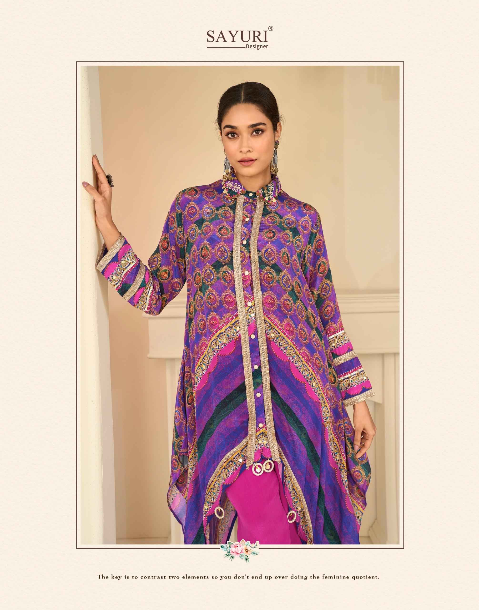 Sayuri Designer Savan Readymade Natural Crep Silk Dress 3 pcs Catalogue