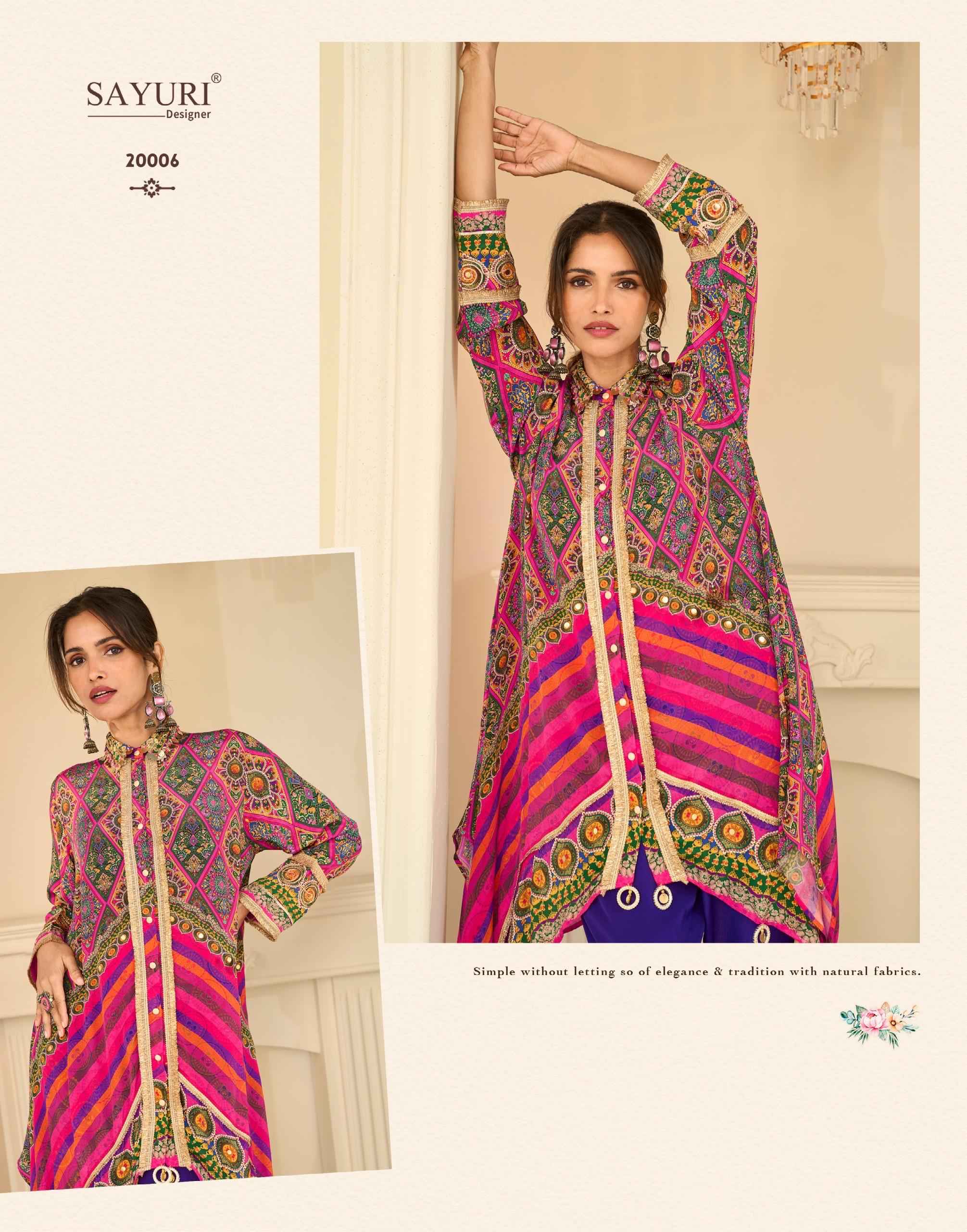 Sayuri Designer Savan Readymade Natural Crep Silk Dress 3 pcs Catalogue