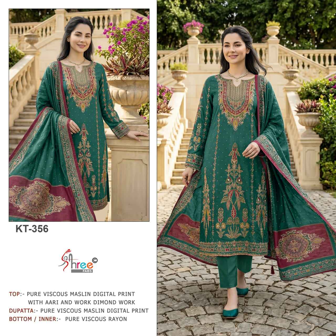 Shree Fabs KT 356 Viscous Maslin Dress Material 3 pcs Catalogue