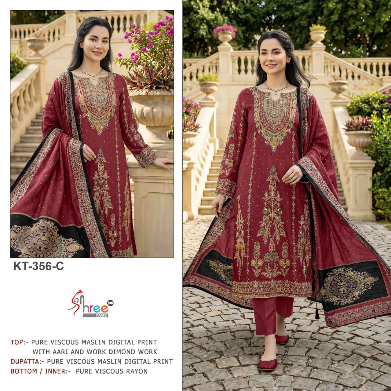 Shree Fabs KT 356 Viscous Maslin Dress Material 3 pcs Catalogue
