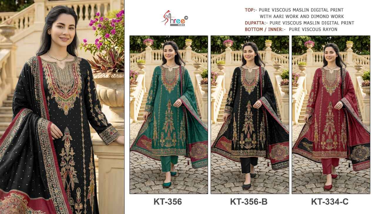 Shree Fabs KT 356 Viscous Maslin Dress Material 3 pcs Catalogue