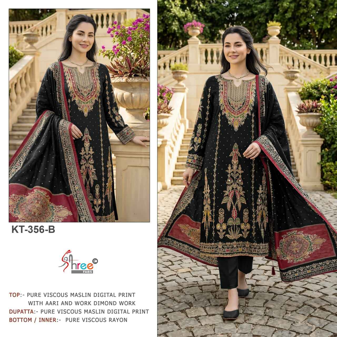 Shree Fabs KT 356 Viscous Maslin Dress Material 3 pcs Catalogue