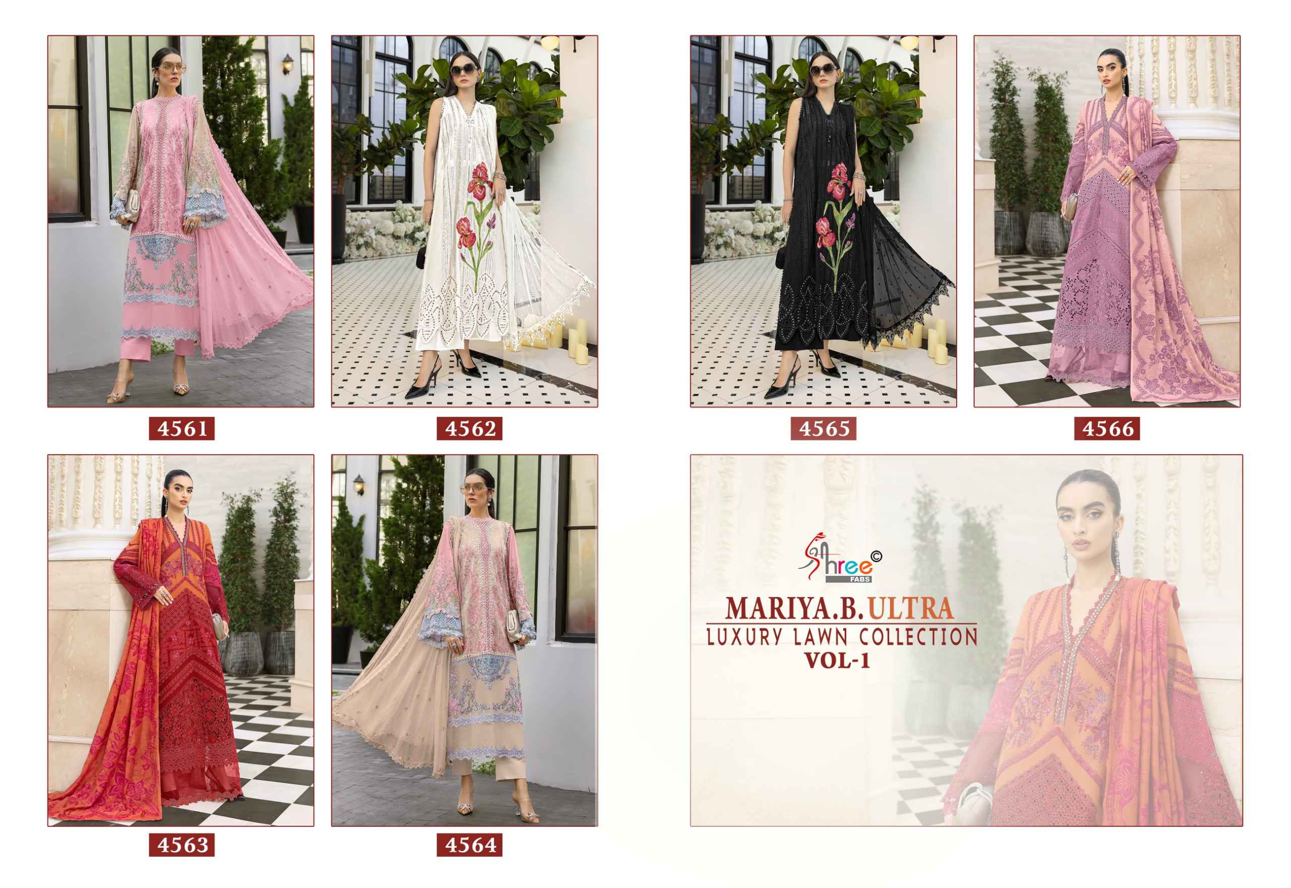 Shree Fabs Maria B Ultra Luxury Lawn Collection Vol 1 Cotton Dress Material 6 pcs Catalogue