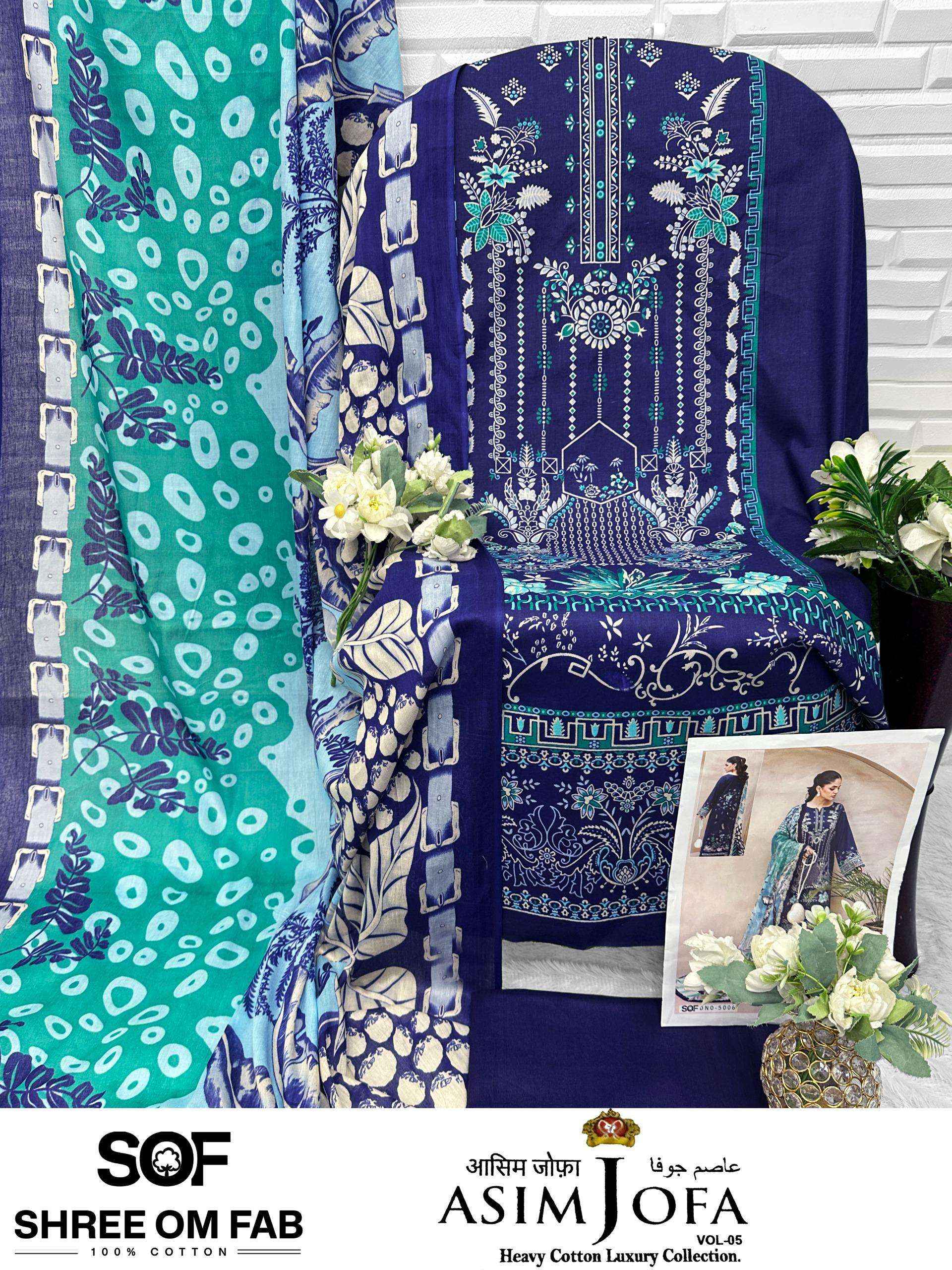 Shree Om Fab Asim Jofa Vol 5 Cotton Dress Material 6 pcs Catalogue
