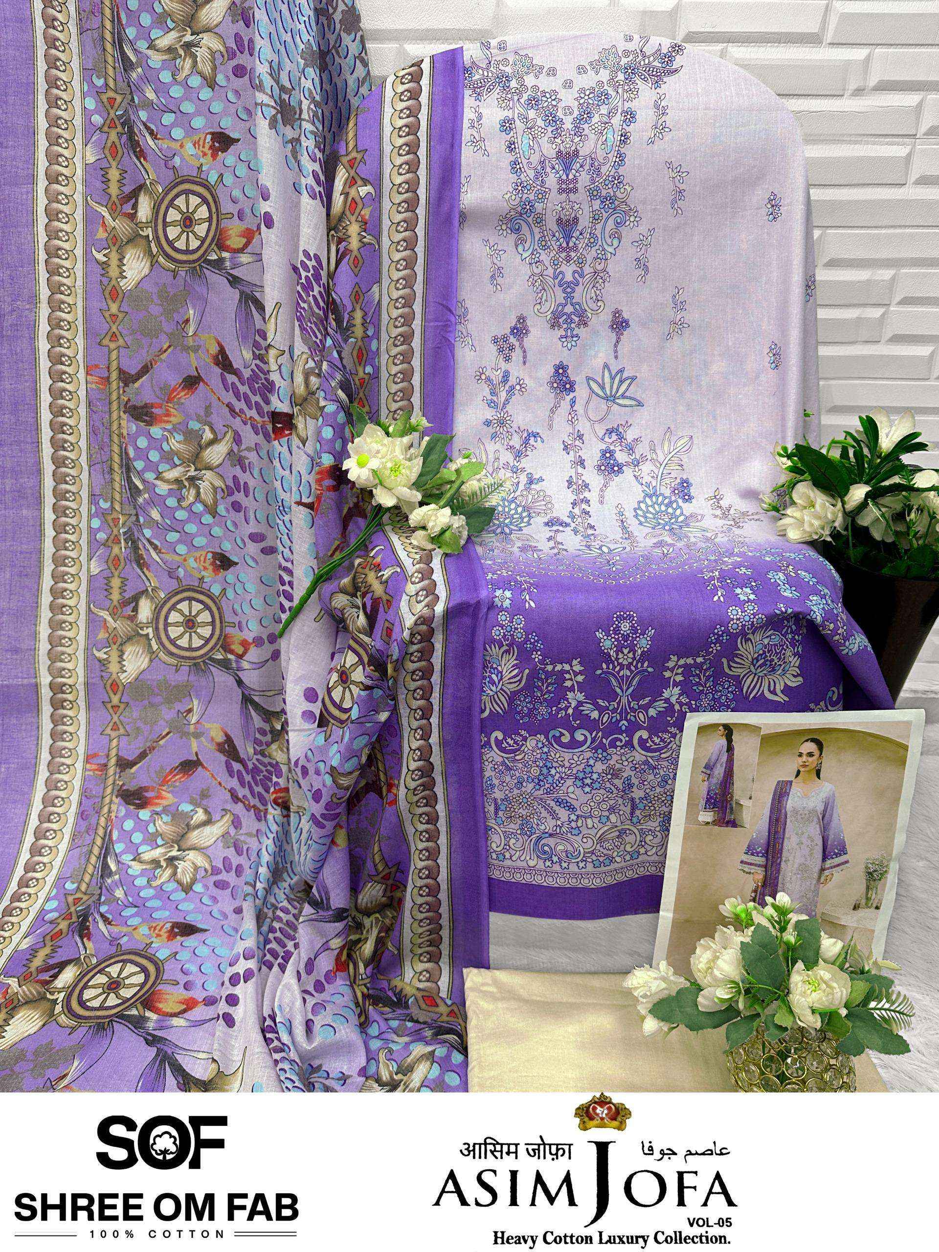 Shree Om Fab Asim Jofa Vol 5 Cotton Dress Material 6 pcs Catalogue