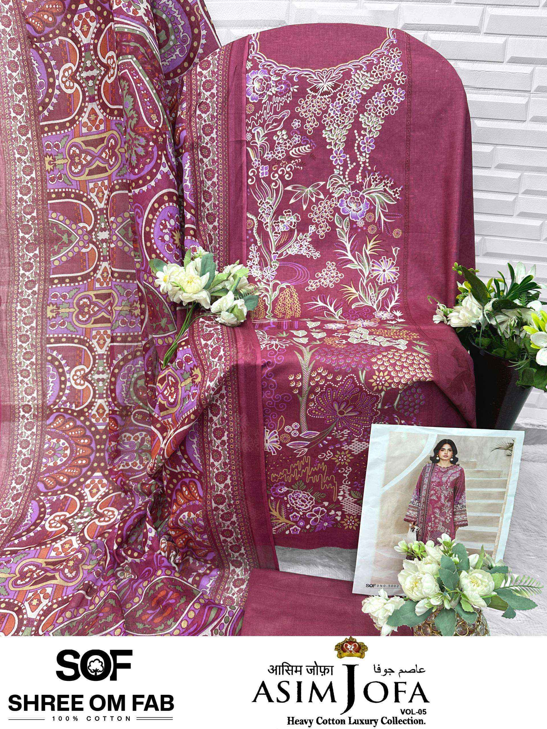 Shree Om Fab Asim Jofa Vol 5 Cotton Dress Material 6 pcs Catalogue