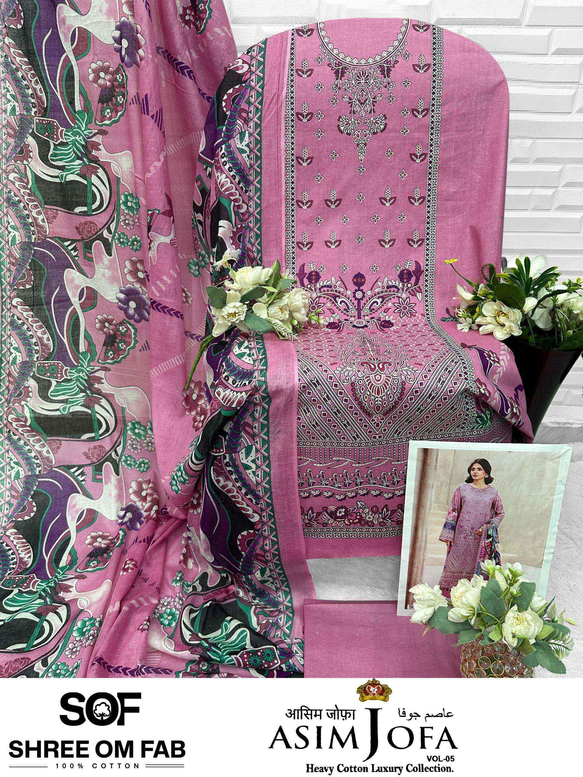 Shree Om Fab Asim Jofa Vol 5 Cotton Dress Material 6 pcs Catalogue