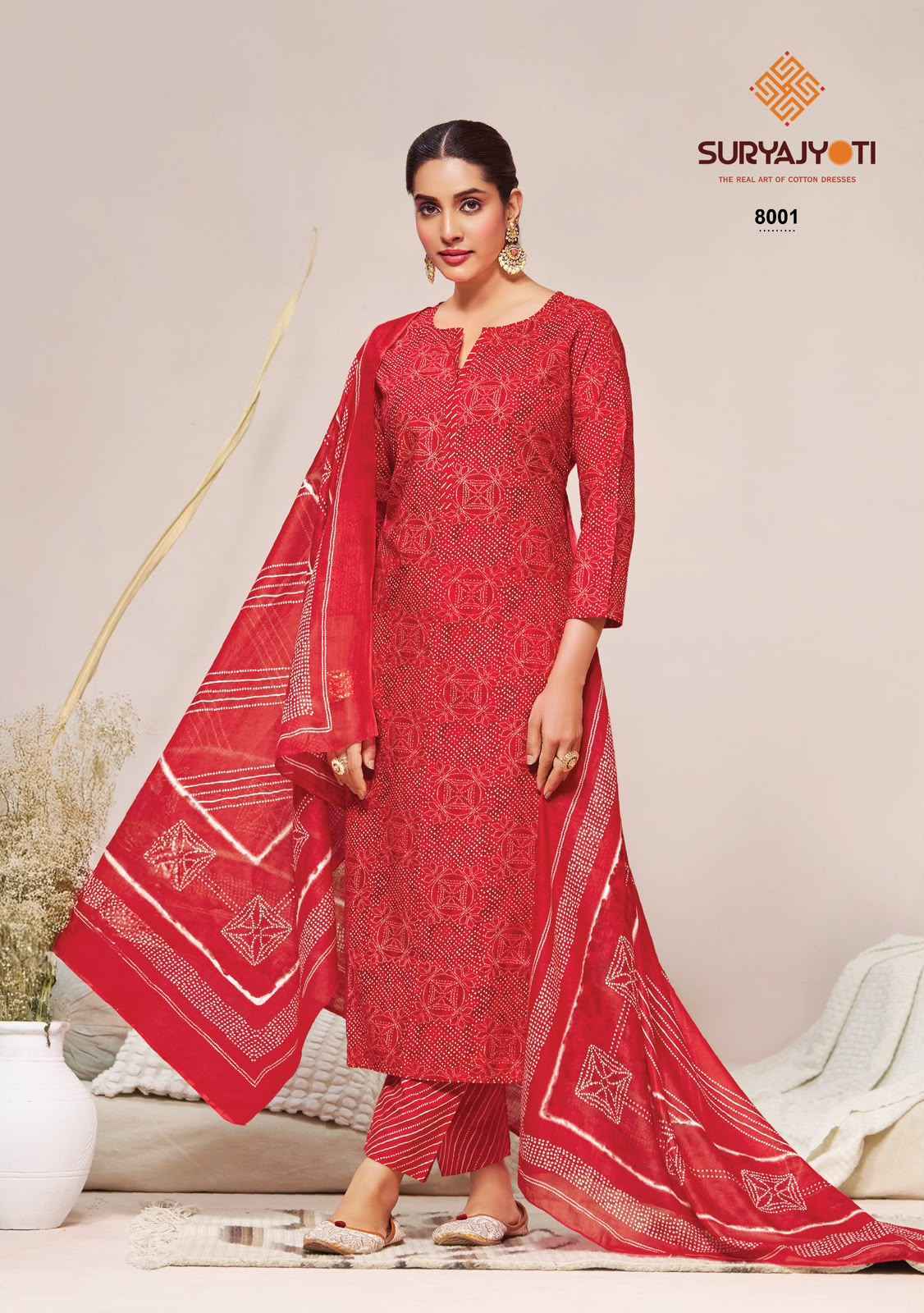 Suryajyoti Bandhani Lehariya Special Vol 8 Cotton Dress Material 8 pcs Catalogue