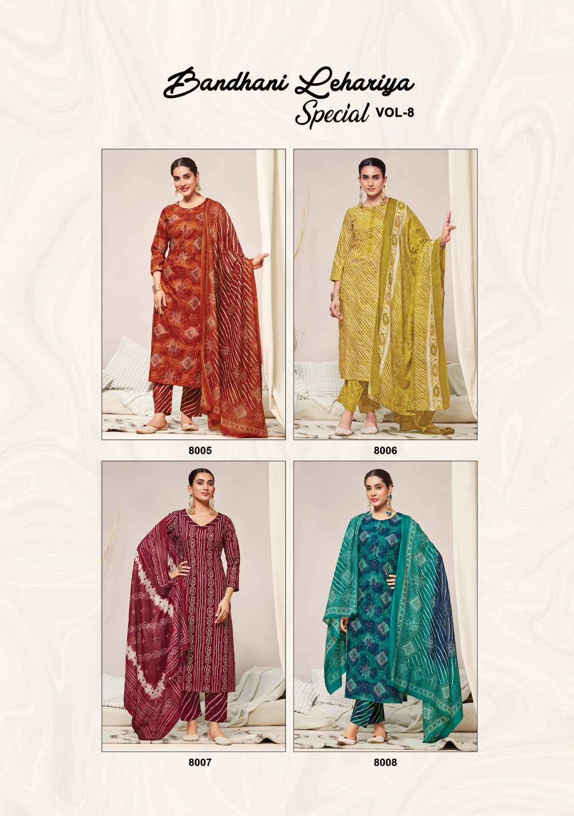 Suryajyoti Bandhani Lehariya Special Vol 8 Cotton Dress Material 8 pcs Catalogue