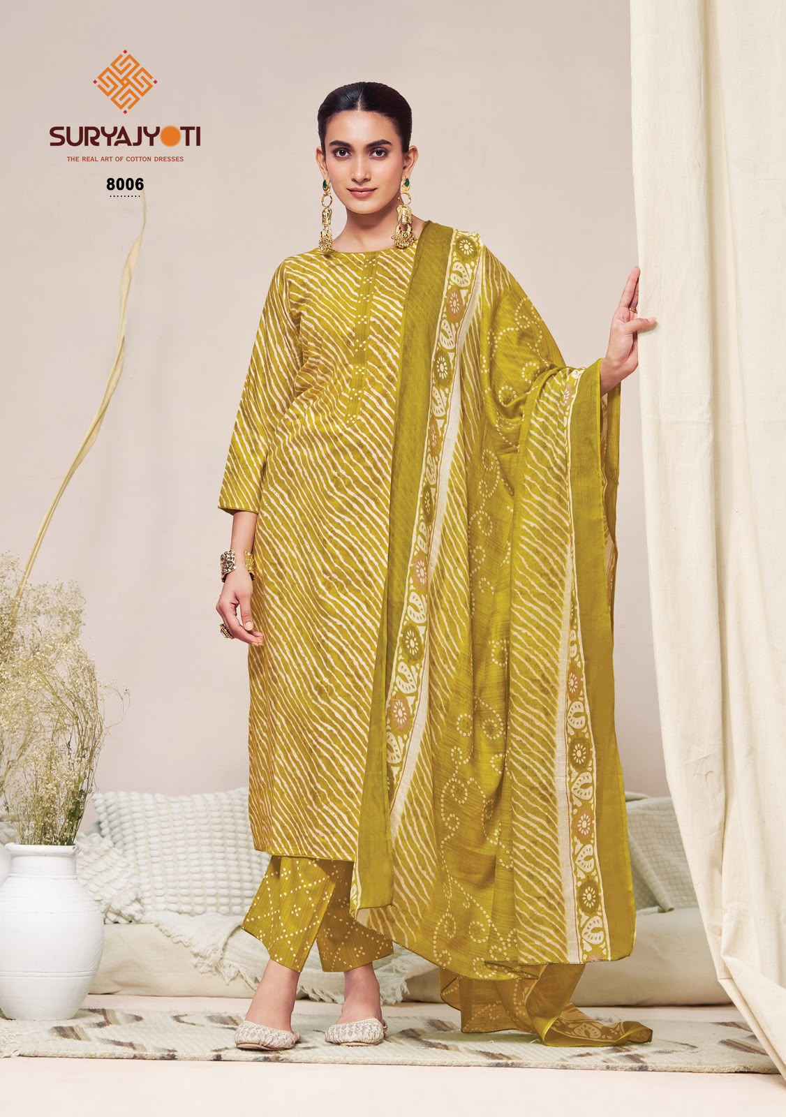 Suryajyoti Bandhani Lehariya Special Vol 8 Cotton Dress Material 8 pcs Catalogue