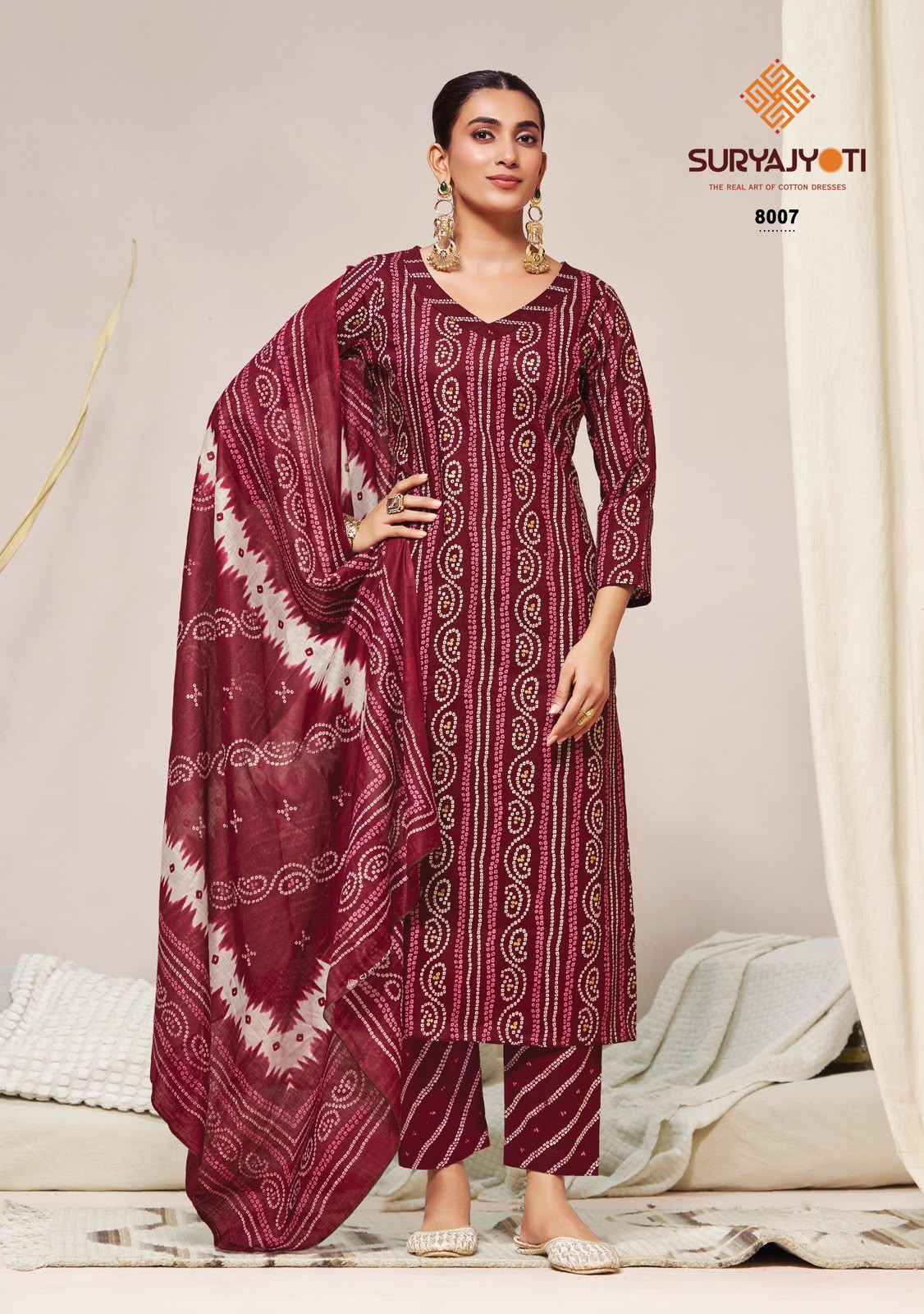 Suryajyoti Bandhani Lehariya Special Vol 8 Readymade Cotton Dress 8 pcs Catalogue