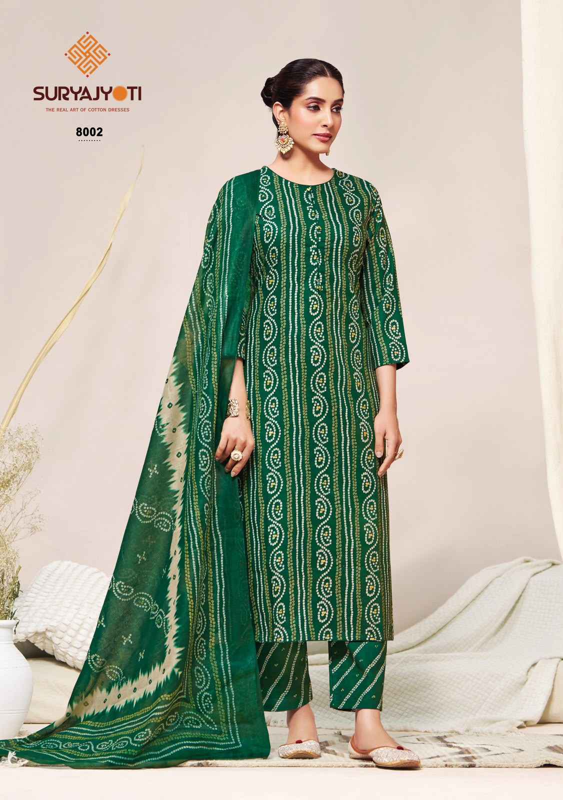 Suryajyoti Bandhani Lehariya Special Vol 8 Readymade Cotton Dress 8 pcs Catalogue