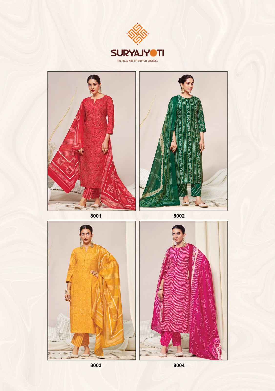 Suryajyoti Bandhani Lehariya Special Vol 8 Readymade Cotton Dress 8 pcs Catalogue