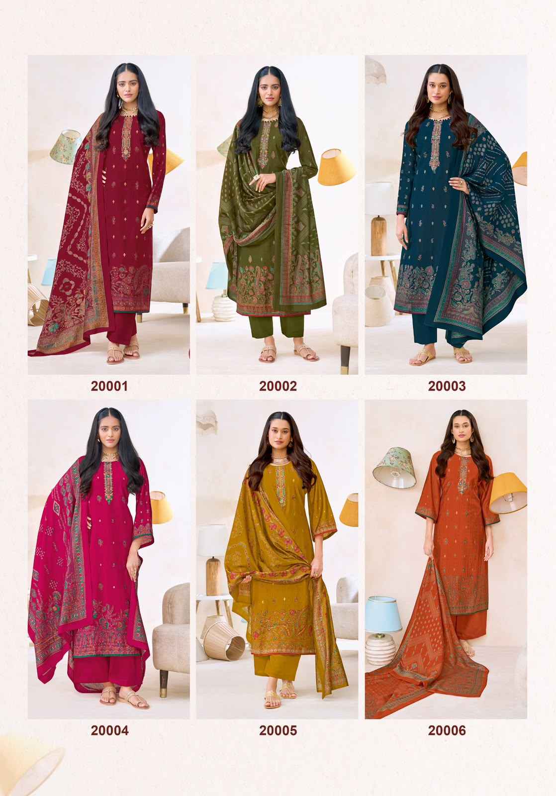 Suryajyoti Pushpa Vol 20 Modal Silk Dress Material 8 pcs Catalogue