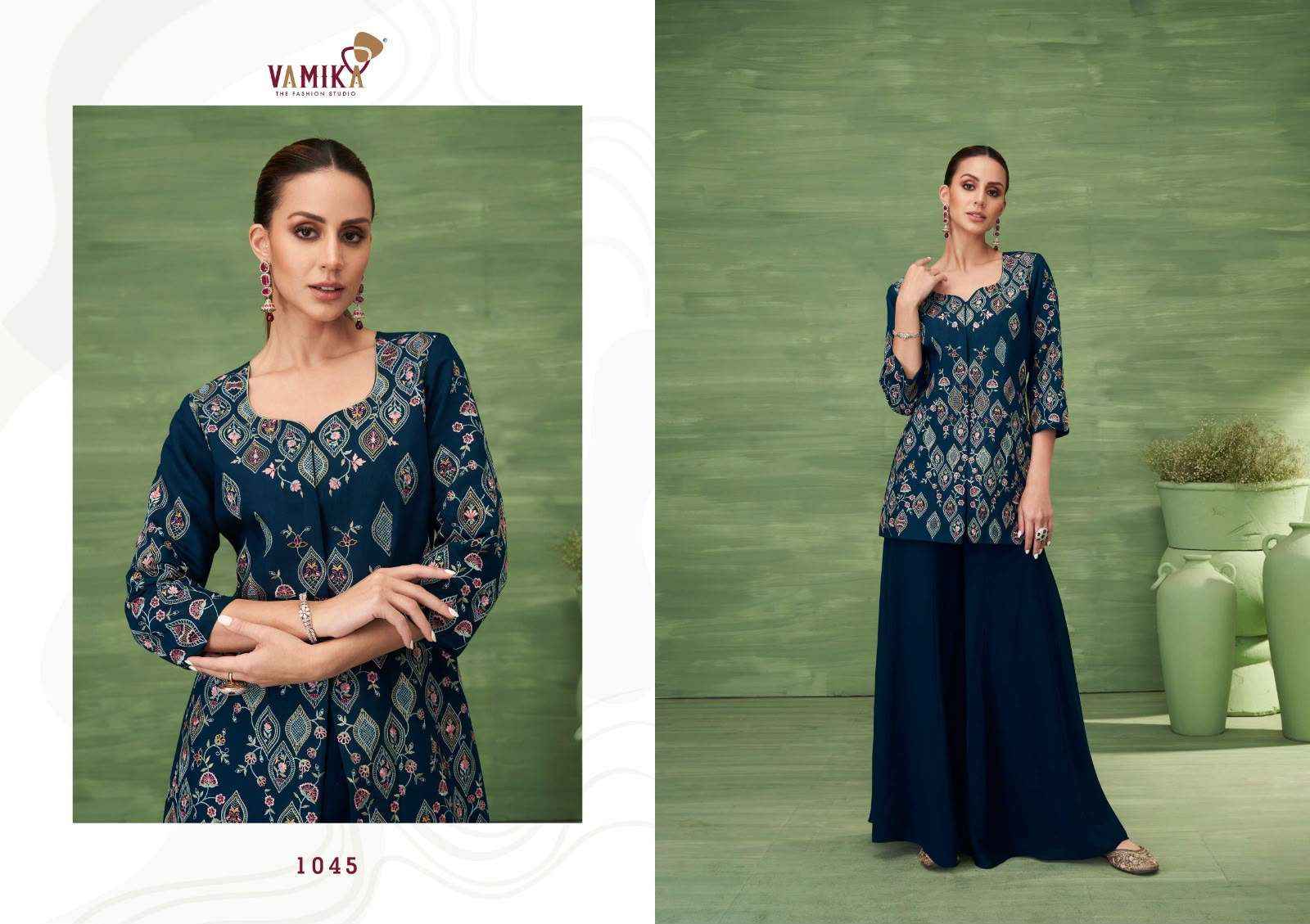 Vamika Jalwa Designer Roman Silk Dress 4 pcs Catalogue
