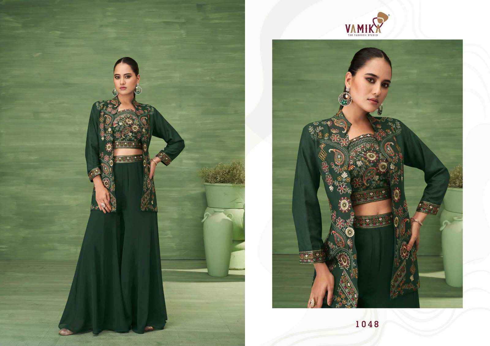 Vamika Jalwa Designer Roman Silk Dress 4 pcs Catalogue