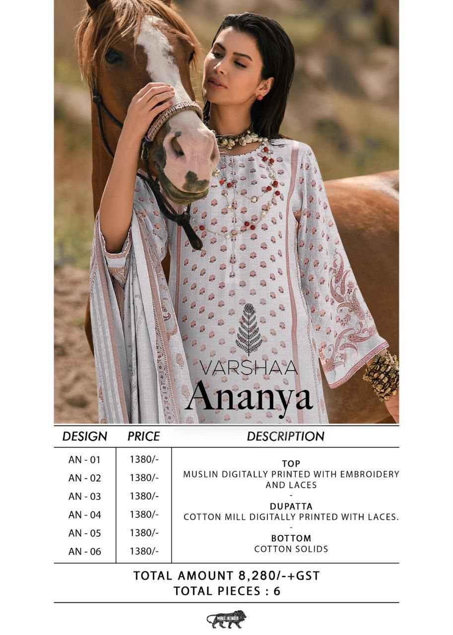 Varshaa Ananya Muslin Dress Material 6 pcs Catalogue