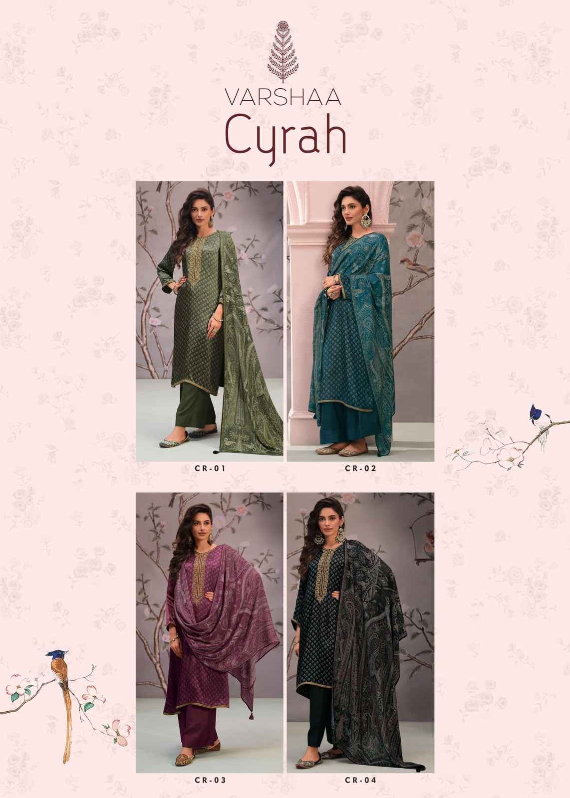 Varshaa Cyrah Modal satin Dress Material 4 pcs Catalogue