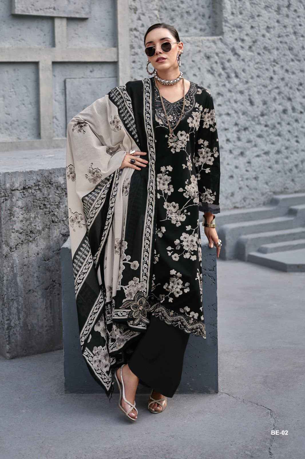 Varshaa The Black Edit Cotton Dress Material 3 pcs Catalogue