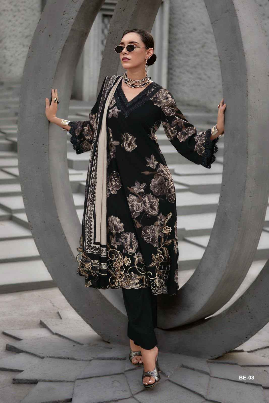 Varshaa The Black Edit Cotton Dress Material 3 pcs Catalogue
