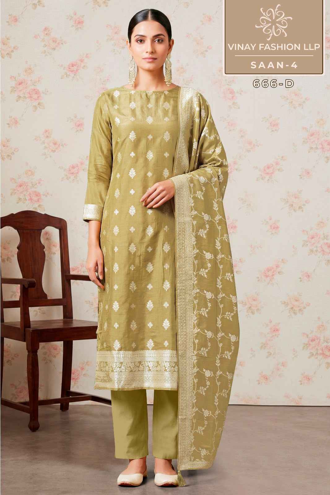Vinay Kuleesh Saan Vol 4 Viscose Muslin Dress Material 4 pcs Catalogue