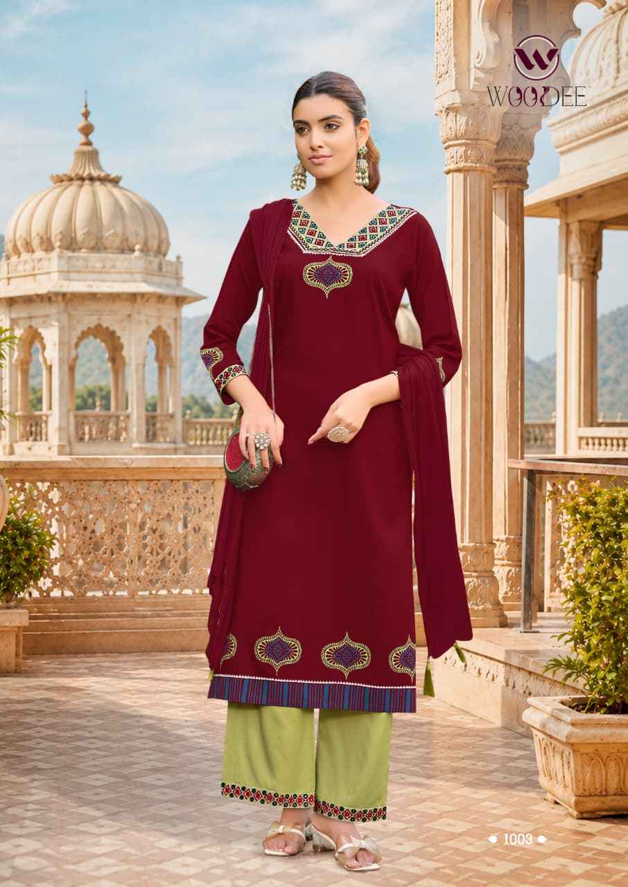 Woodee Noor Rayon Kurti Combo 6 pcs Catalogue