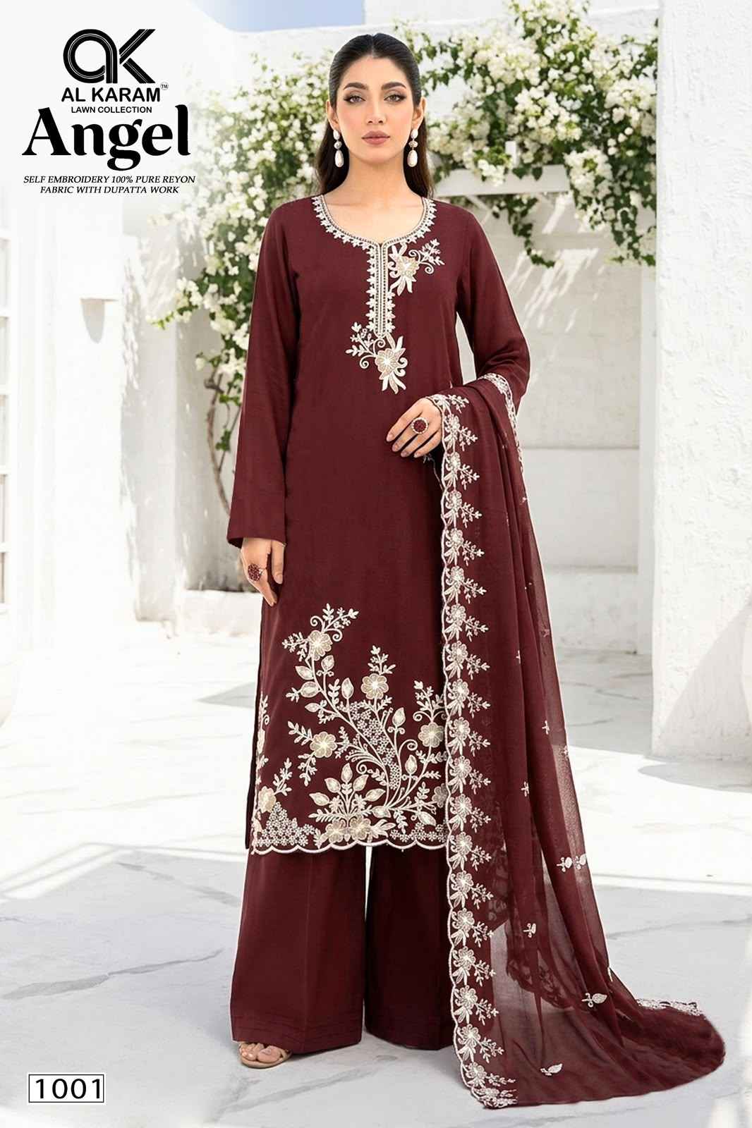 Al Karam Angel Rayon Dress Material 5 pcs Catalogue