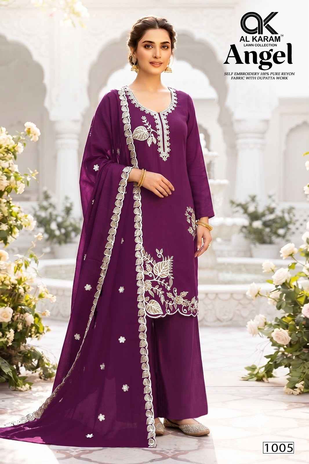 Al Karam Angel Rayon Dress Material 5 pcs Catalogue