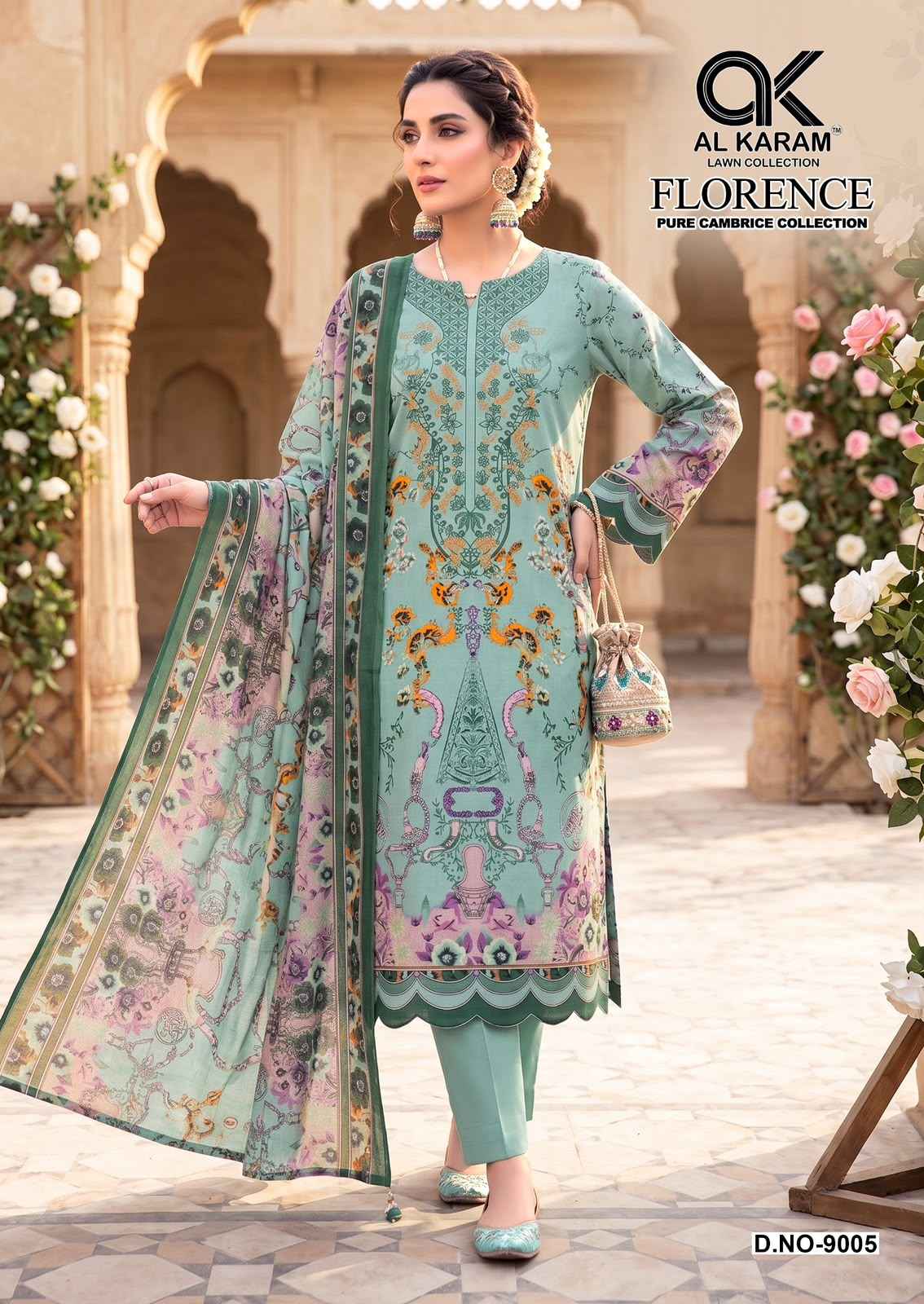 Al Karam Florence Vol 9 Cambric Cotton Dress Material 6 pcs Catalogue