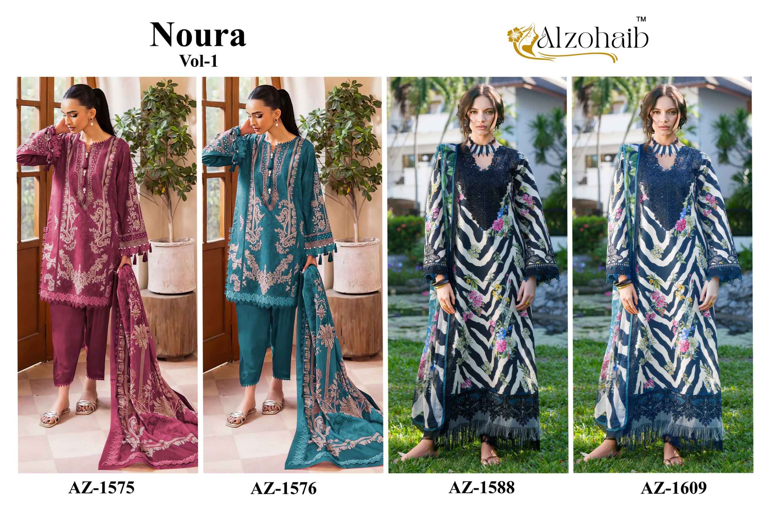 Al Zohaib Noura Vol 1 Cotton Dress Material 4 pcs Catalogue