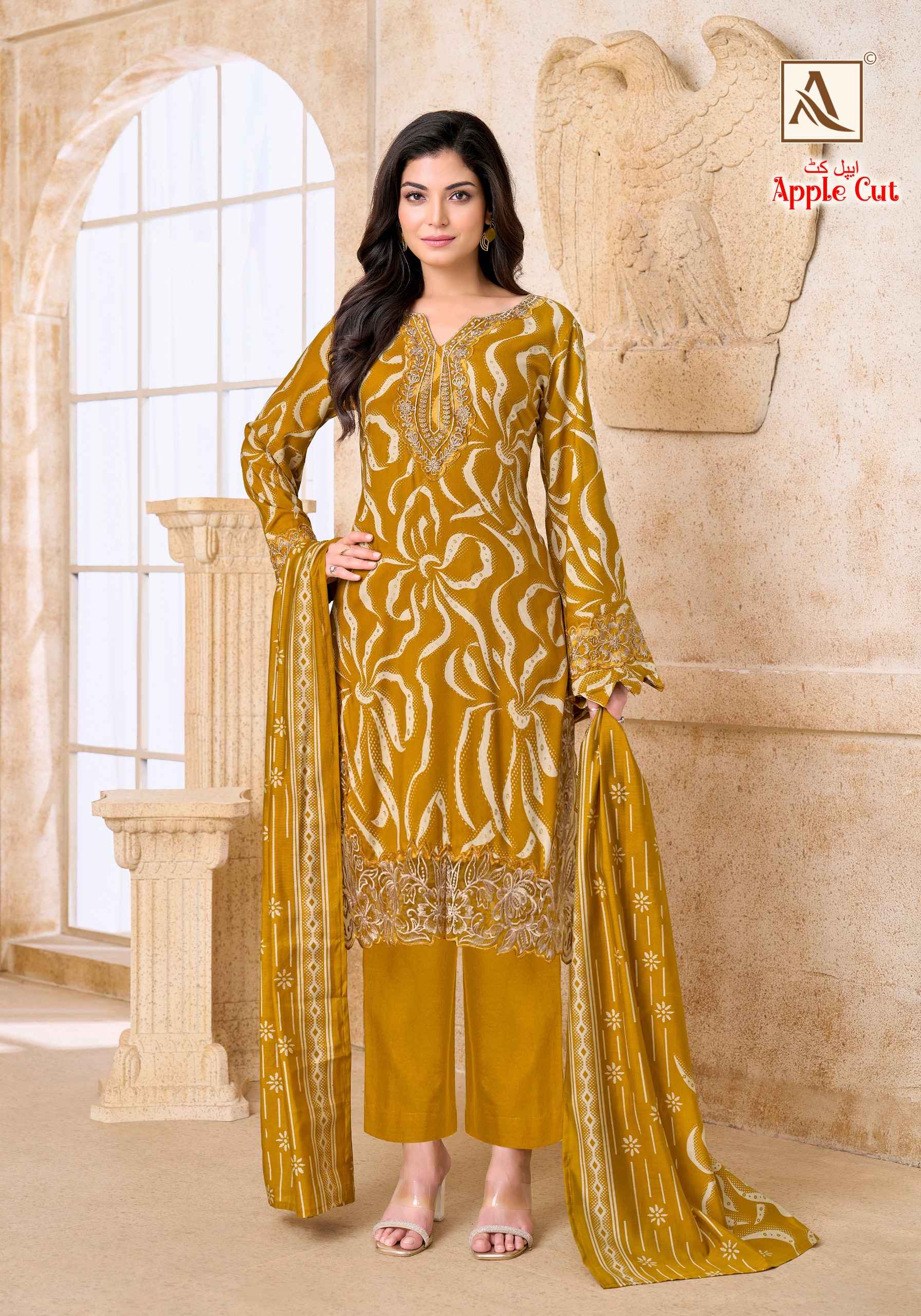 Alok Apple Cut Viscose Reyon Dress Material 6 pcs Catalogue
