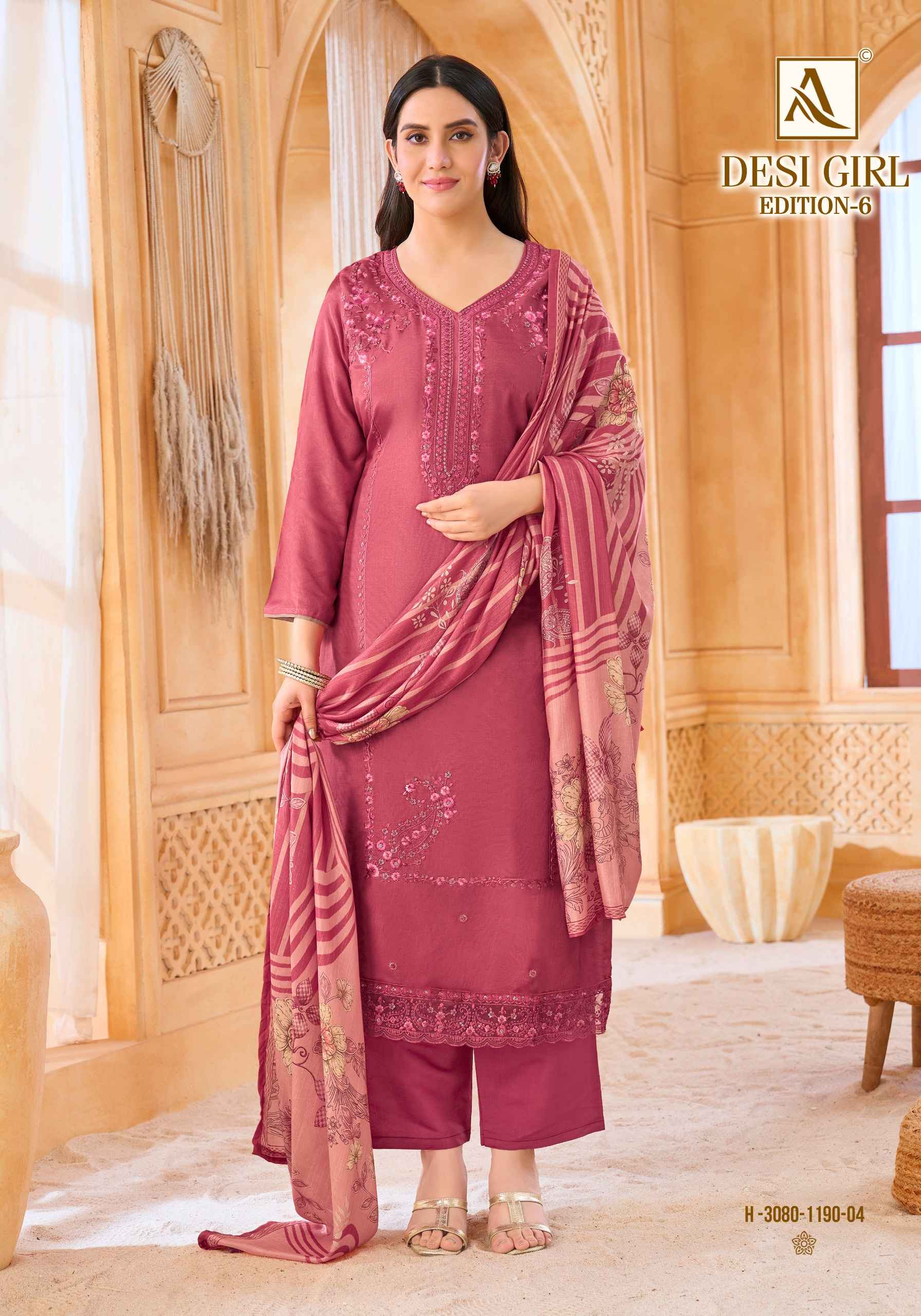 Alok Desi Girl Edition 6 Viscose Maslin Dress Material 4 pcs Catalogue