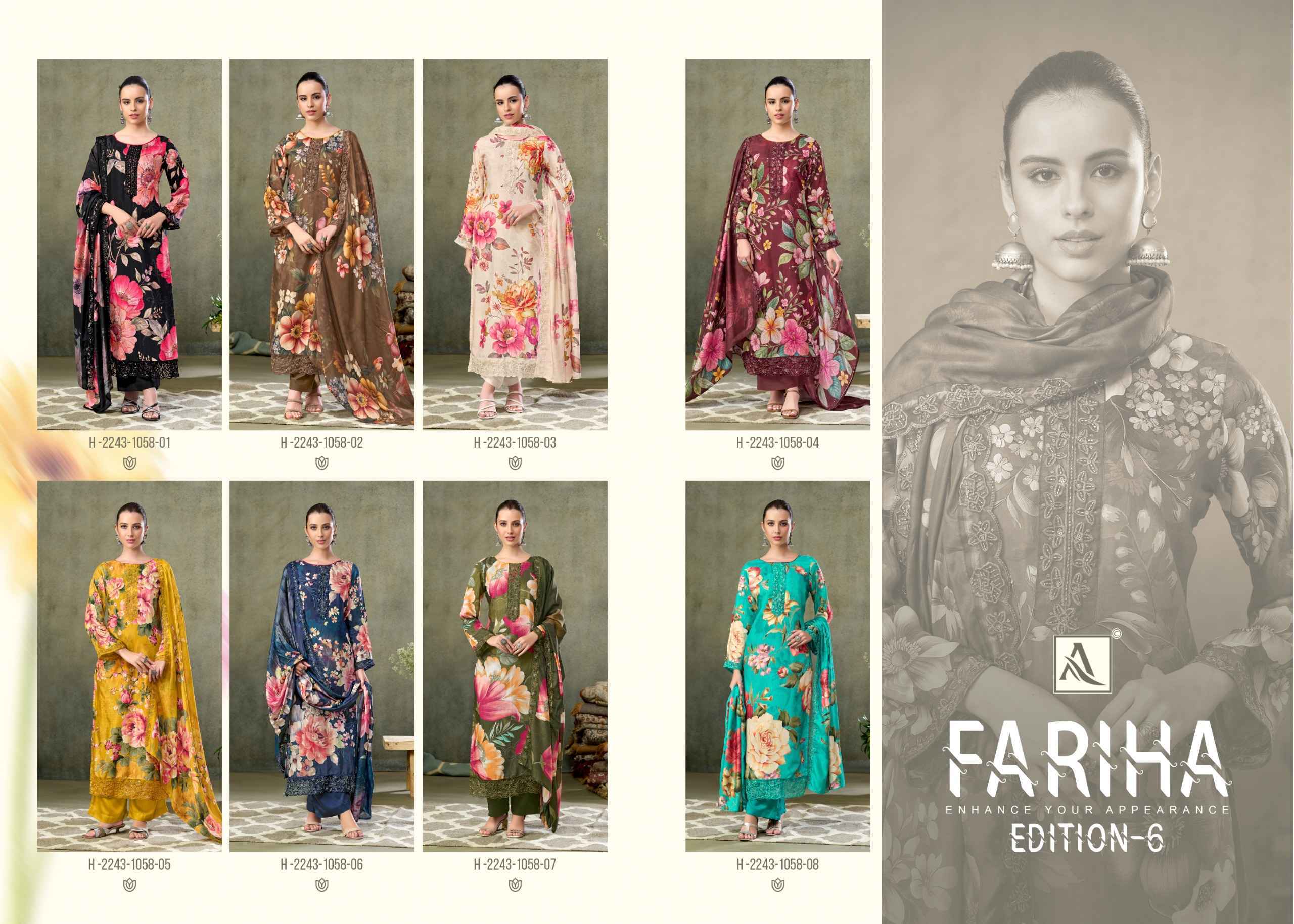 Alok Fariha Edition 7 Muslin Dress Material 8 pcs Catalogue