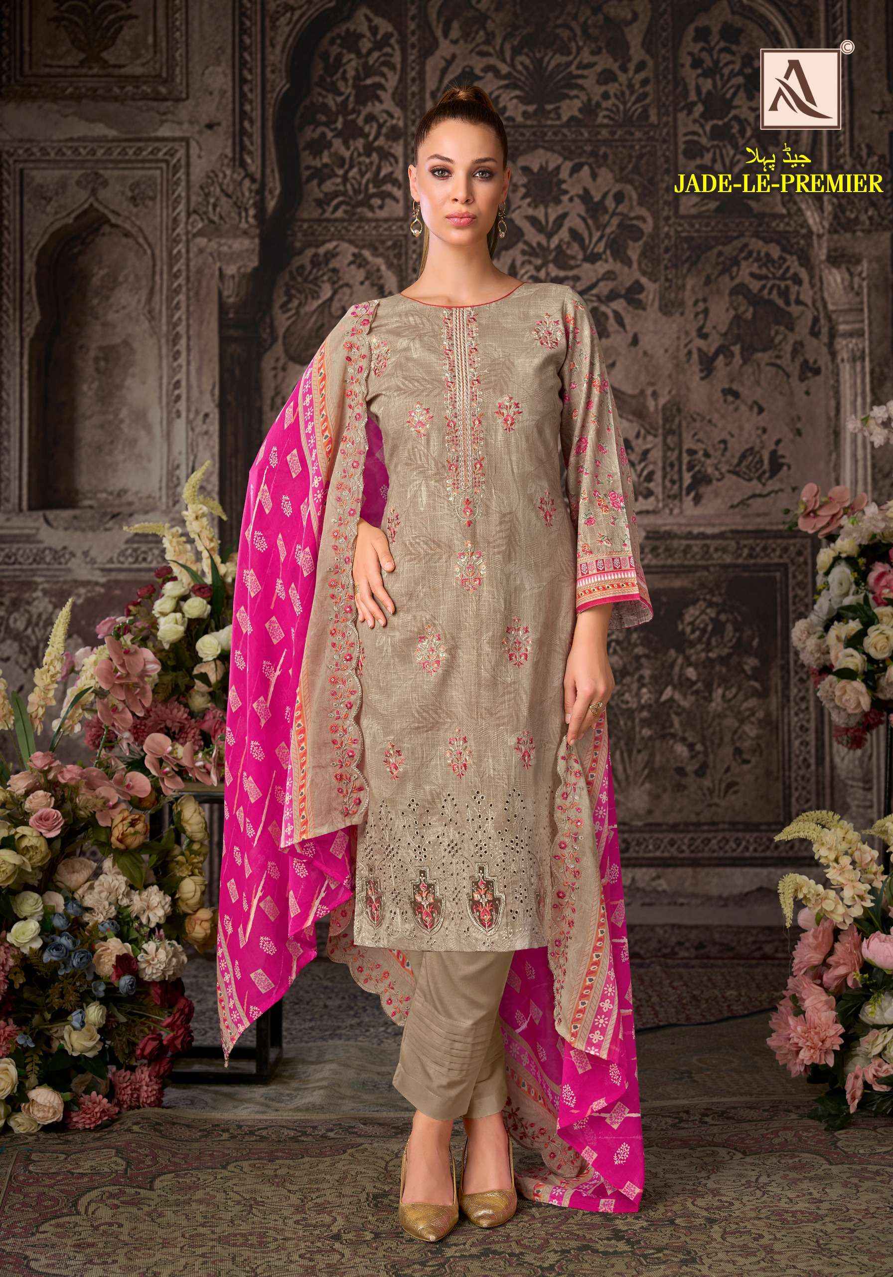 Alok Jade Le Premier Cambric Cotton Dress Material 6 pcs Catalogue