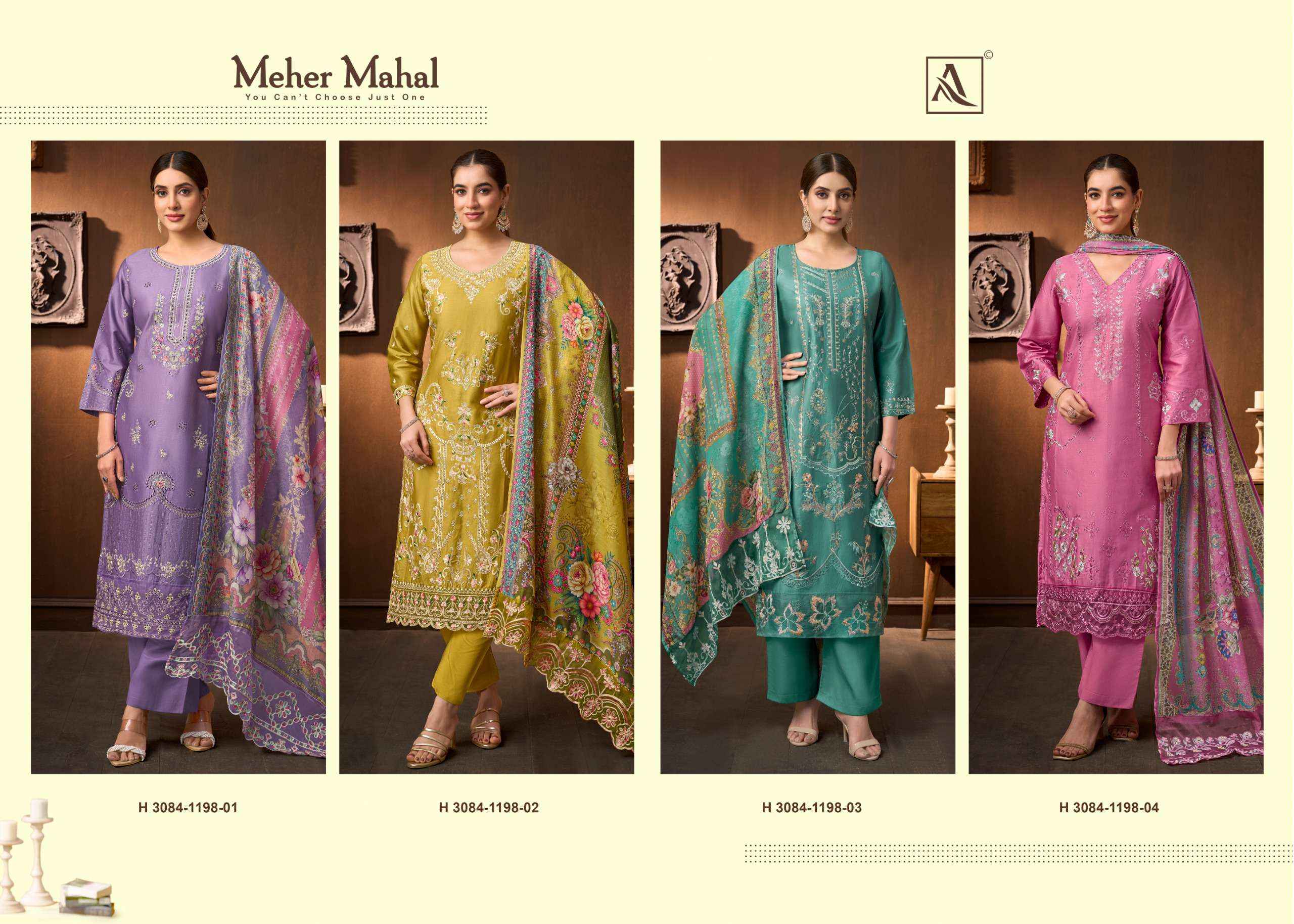 Alok Meher Mahal Jam Cotton Dress Material 4 pcs Catalogue