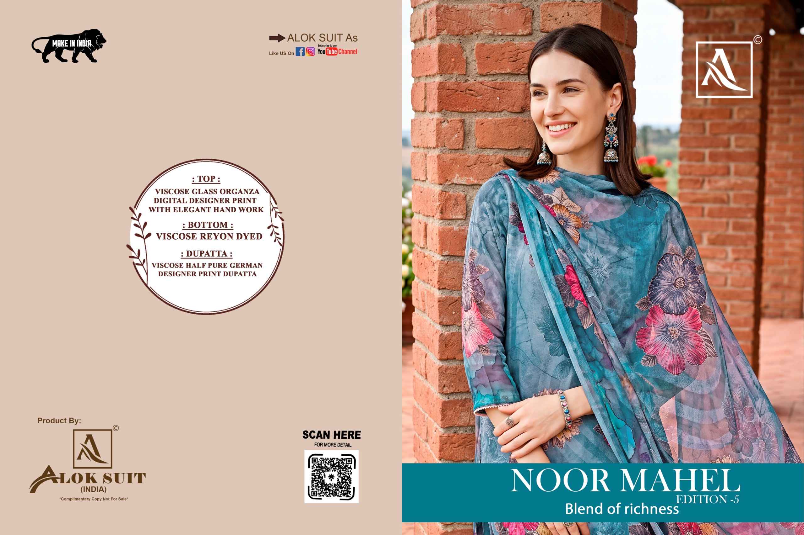 Alok Noor Mahel Edition 5 Viscose Dress Material 4 pcs Catalogue