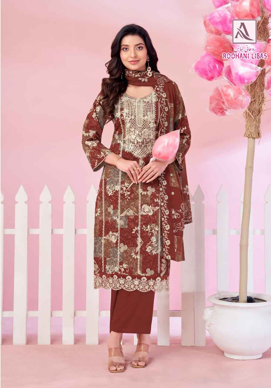 Alok Roohani Libas Cambric Cotton Dress Material 4 pcs Catalogue