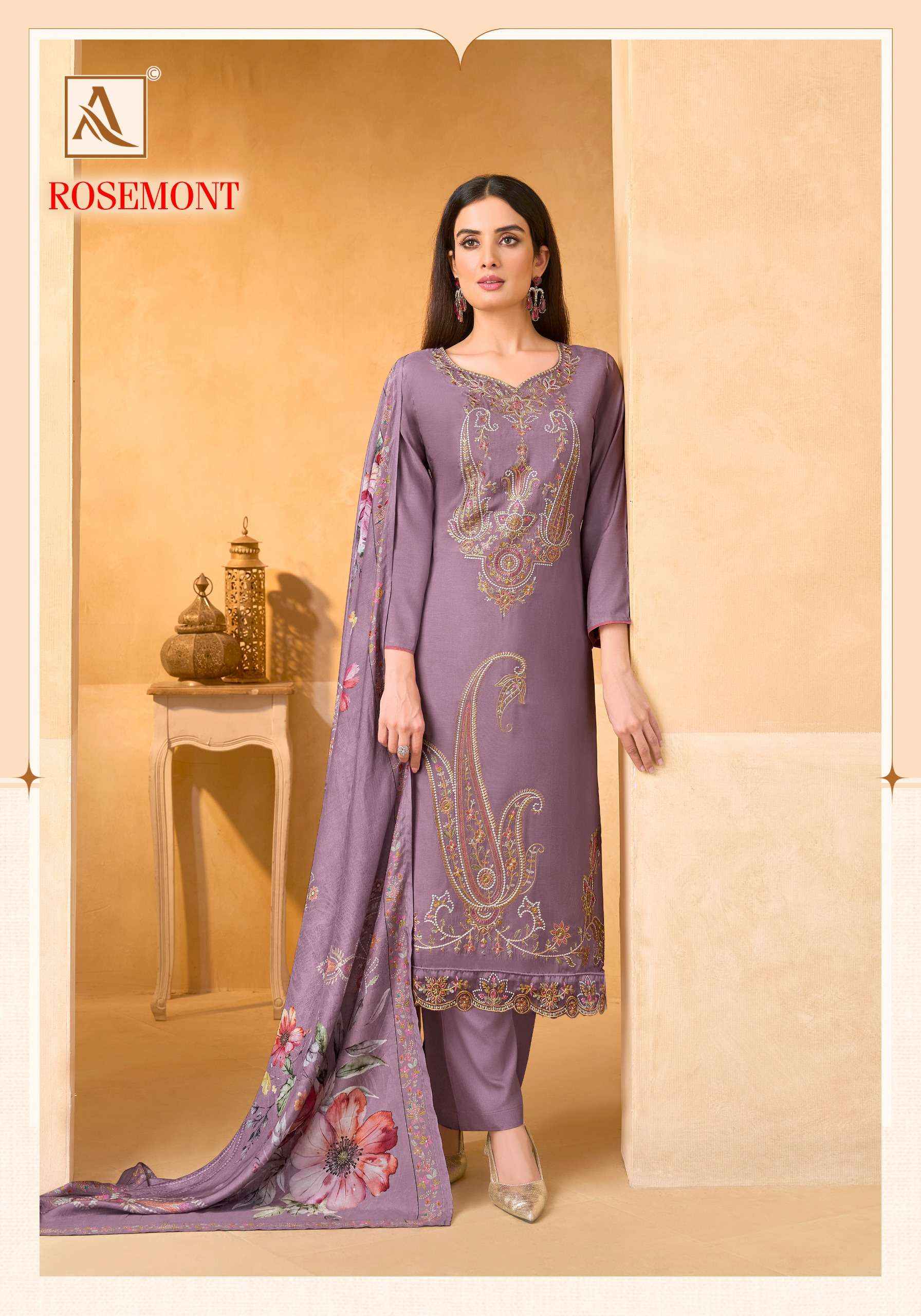 Alok Rosemont Viscose Muslin Dress Material 6 pcs Catalogue