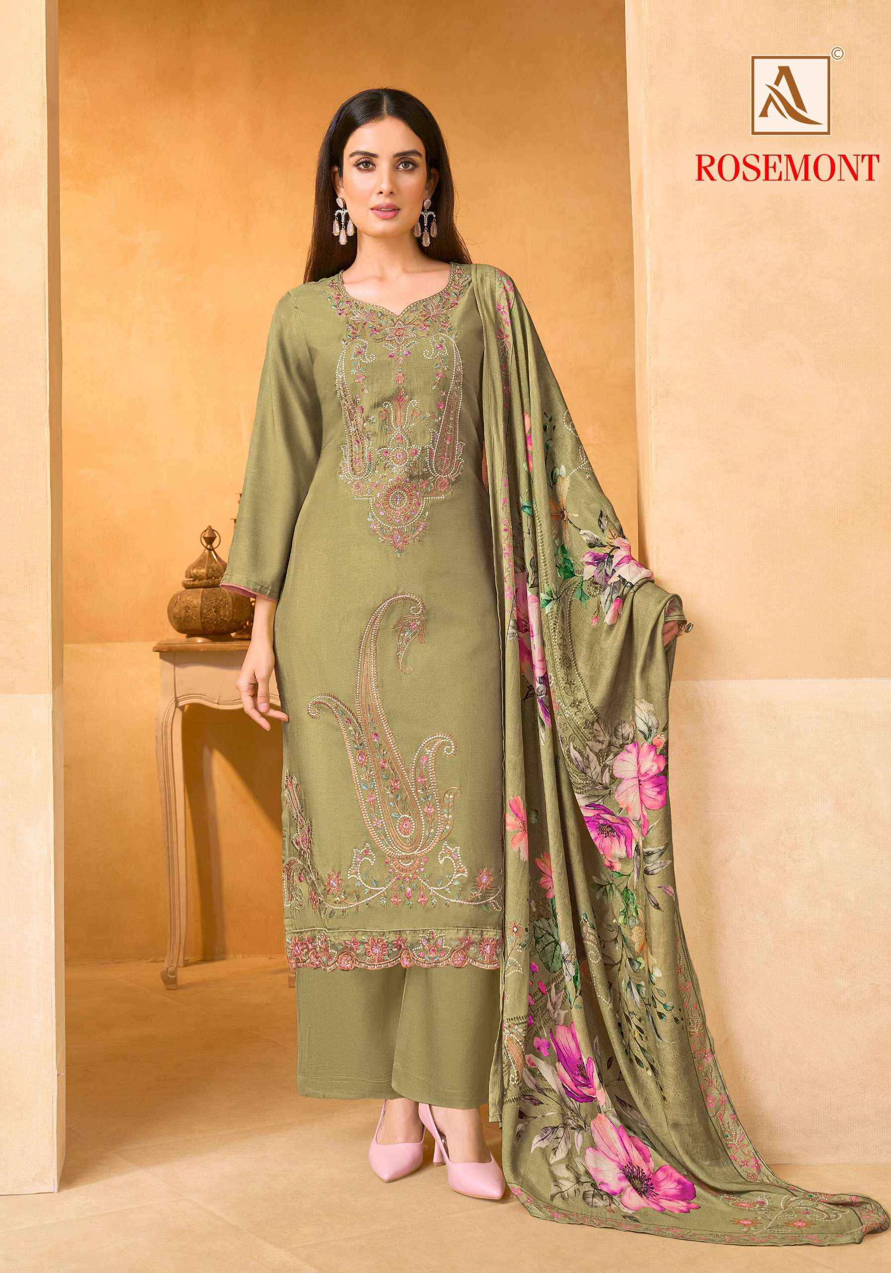 Alok Rosemont Viscose Muslin Dress Material 6 pcs Catalogue