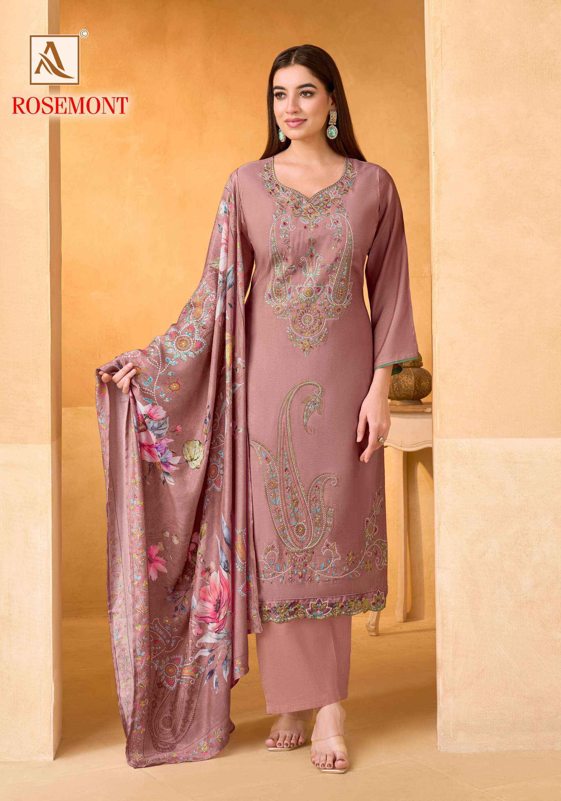 Alok Rosemont Viscose Muslin Dress Material 6 pcs Catalogue