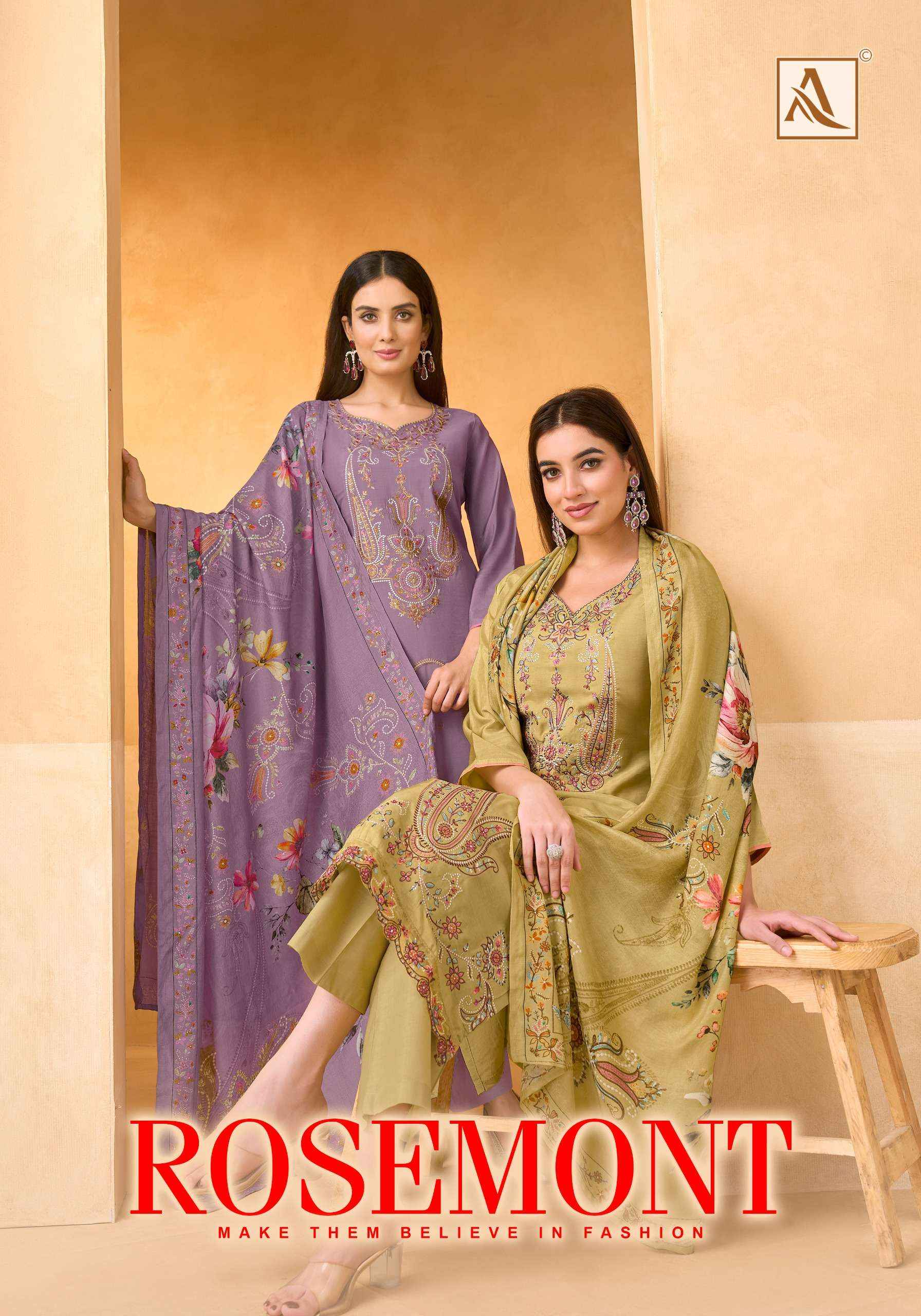 Alok Rosemont Viscose Muslin Dress Material 6 pcs Catalogue