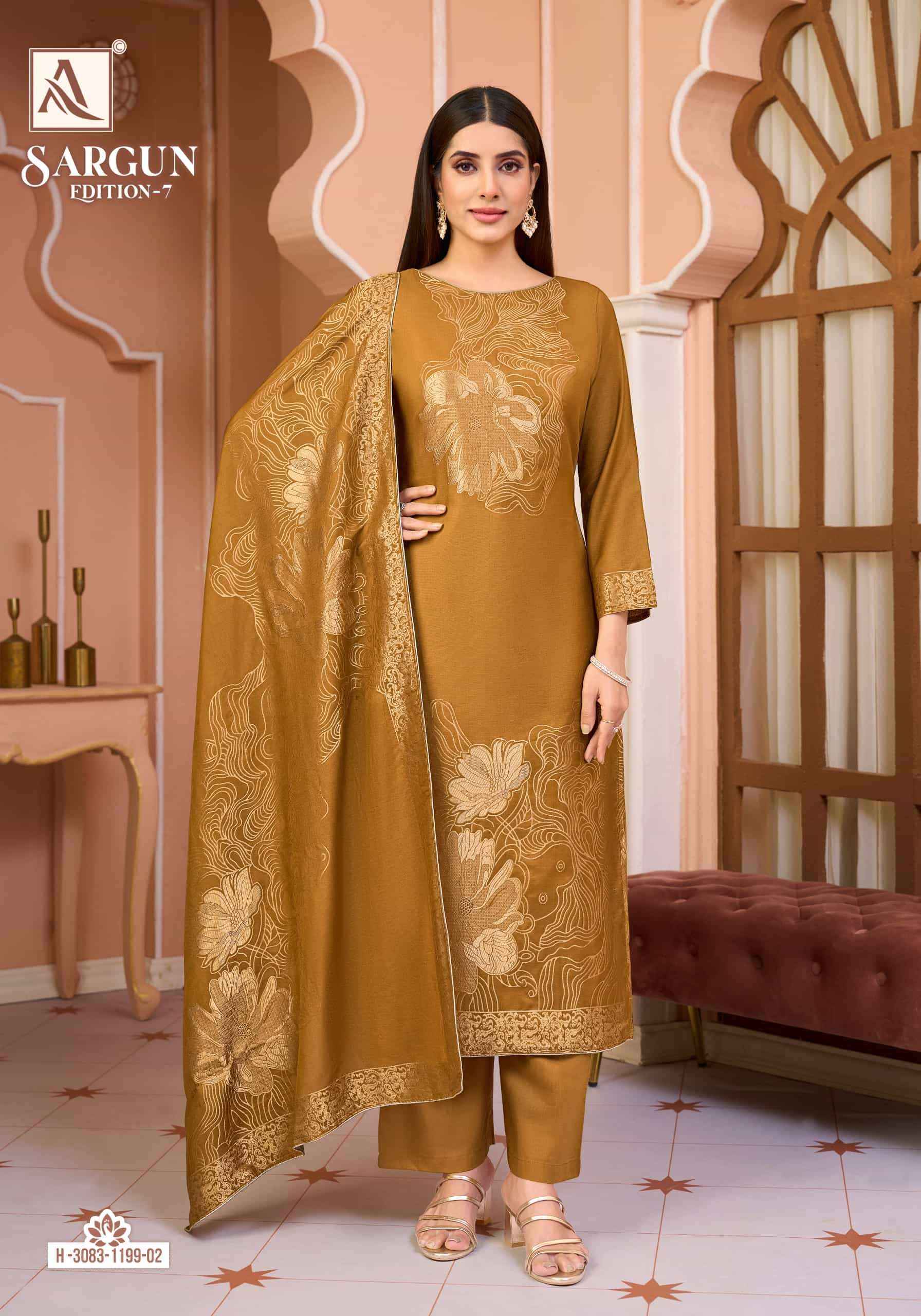 Alok Sargun Edition 7 Muslin Jacquard Dress Material 6 pcs Catalogue