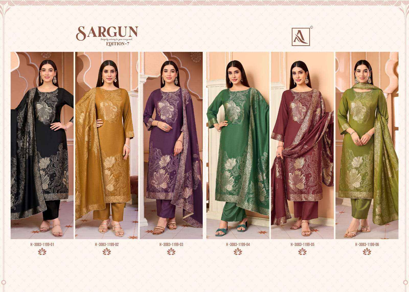 Alok Sargun Edition 7 Muslin Jacquard Dress Material 6 pcs Catalogue